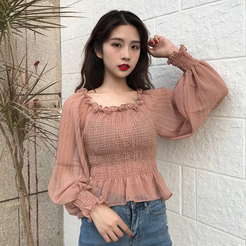 2018 fashion Women Blouse shirts Autumn new women's clothing Slash neck lantern sleeves chiffon shirt
2018 fashion Women Blouse shirts Autumn new women's clothing Slash neck lantern sleeves chiffon shirt