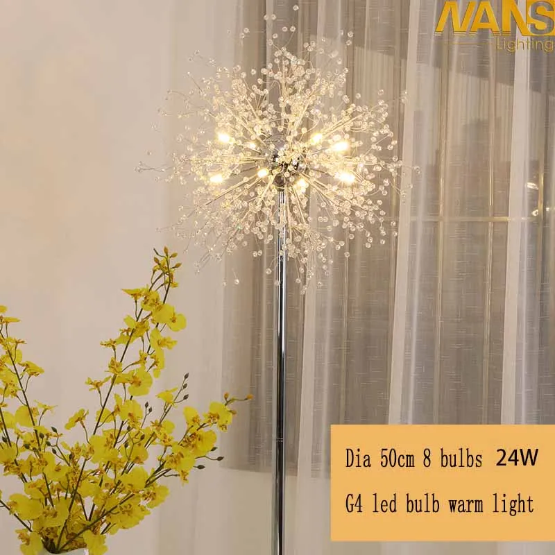 Dia 50cm 8pcs 24w NANS новые современные хрустальные напольные лампы простые теплые светодиодные напольные лампы для гостиной складные напольные лампы Lambader Stehlampe - Цвет абажура: Dia 50cm 8pcs 24w