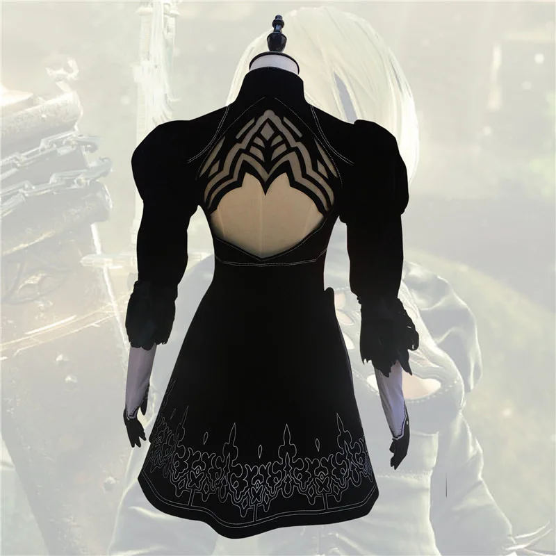 COSREA Game NieR: Automata YoRHa No 2 Тип B Косплей костюмы женское сексуальное черное платье с