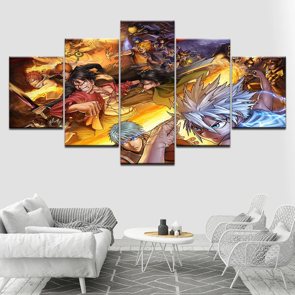 Modern HD Painting Wall Art Modular Poster 5 Panel Animal Wolf Printed Canvas Living Room Pictures Home Decoration Framework | Дом и сад