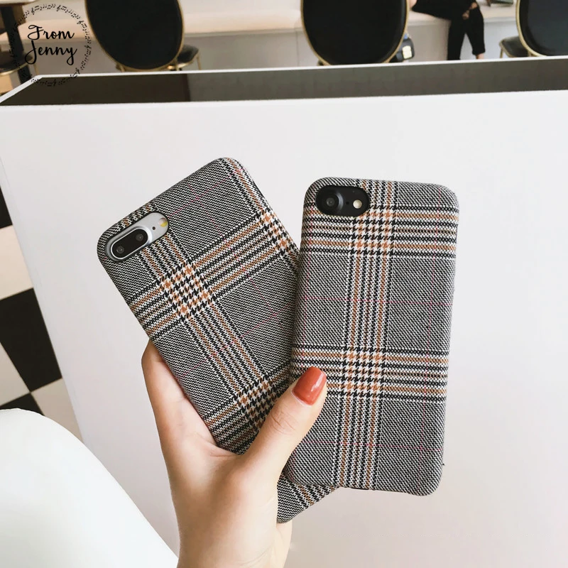 От Jenny Grid тканевый чехол Capas для iPhone 7 7plus 6s 6plus 8 8plus элегантный мягкий задней панели