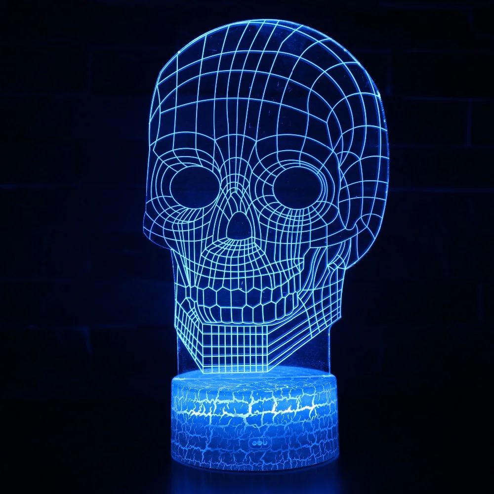 Светодиодный 3d ночник Java лампа с черепом 7 цветов световая Сенсорная декор для