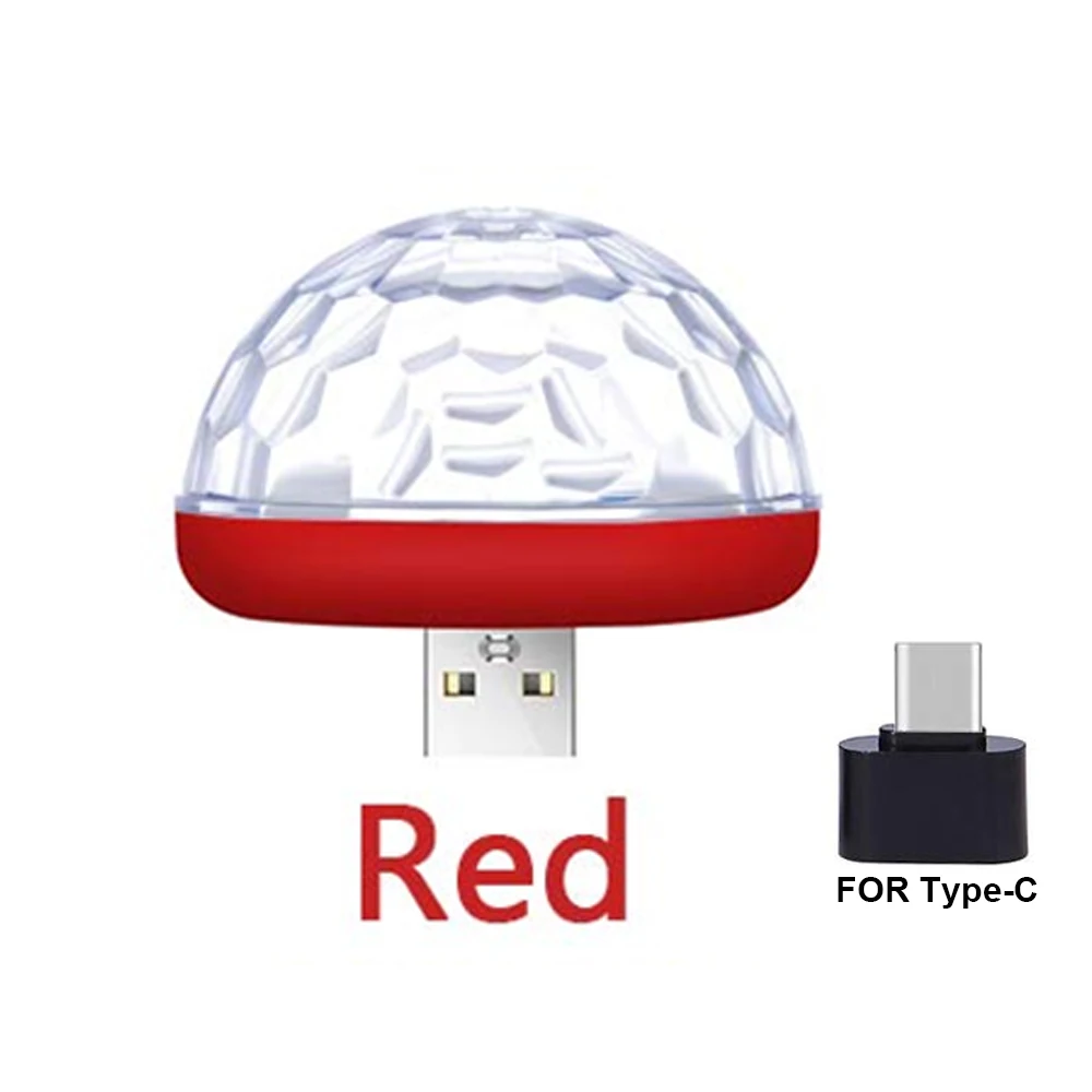 Red with USB C Автомобильный USB атмосферный свет декоративная лампа для салона автомобиля огни DJ RGB мини красочная музыкальная лампа для фестиваля вечерние караоке - Испускаемый цвет: Red with USB C