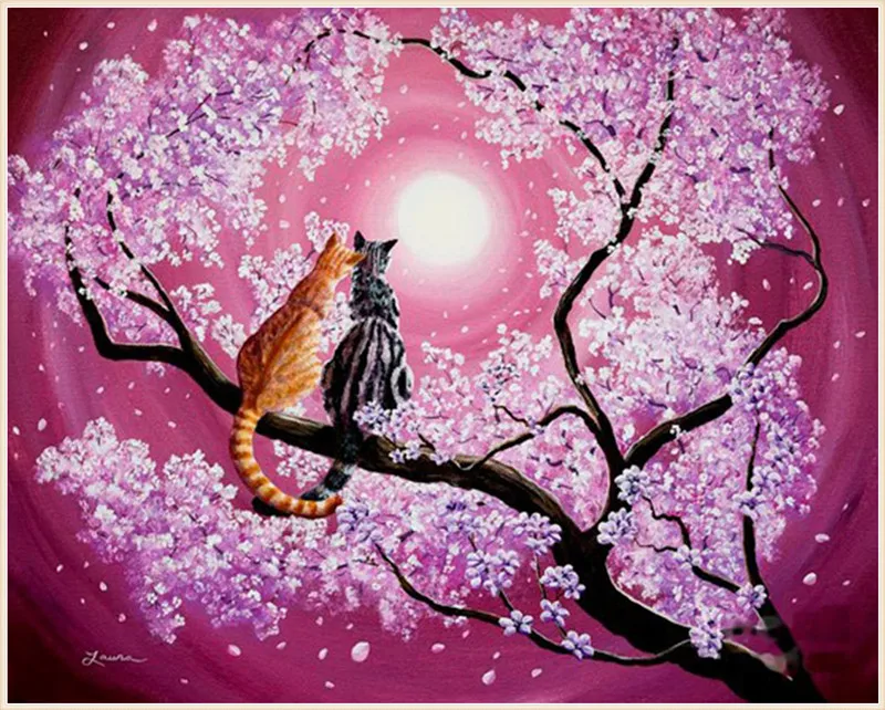 DIY Алмазная картина кошка на вишневом дереве наборы крестиков Мозаика Кристалл