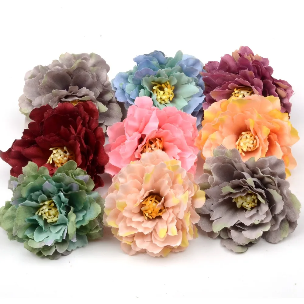 

100pcs 6cm Silk Carnation Artificial Rose Flower Heads Wedding Home Party Decoration DIY Bride Holding Fake Flowers Accessories