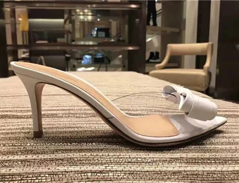 Kmeioo 2020 Sweet Shoes Woman Wedding Pumps Clear Peep Toe High Heels Classic Butterfly-knot Sandals Slip-On Transparen Stiletto | Обувь