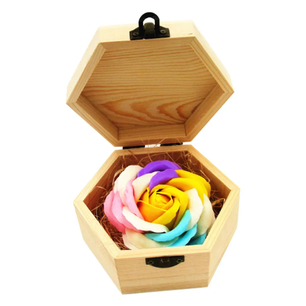 Мыло Роза + деревянной коробке Magic искусственные розы лепесток ручной работы
