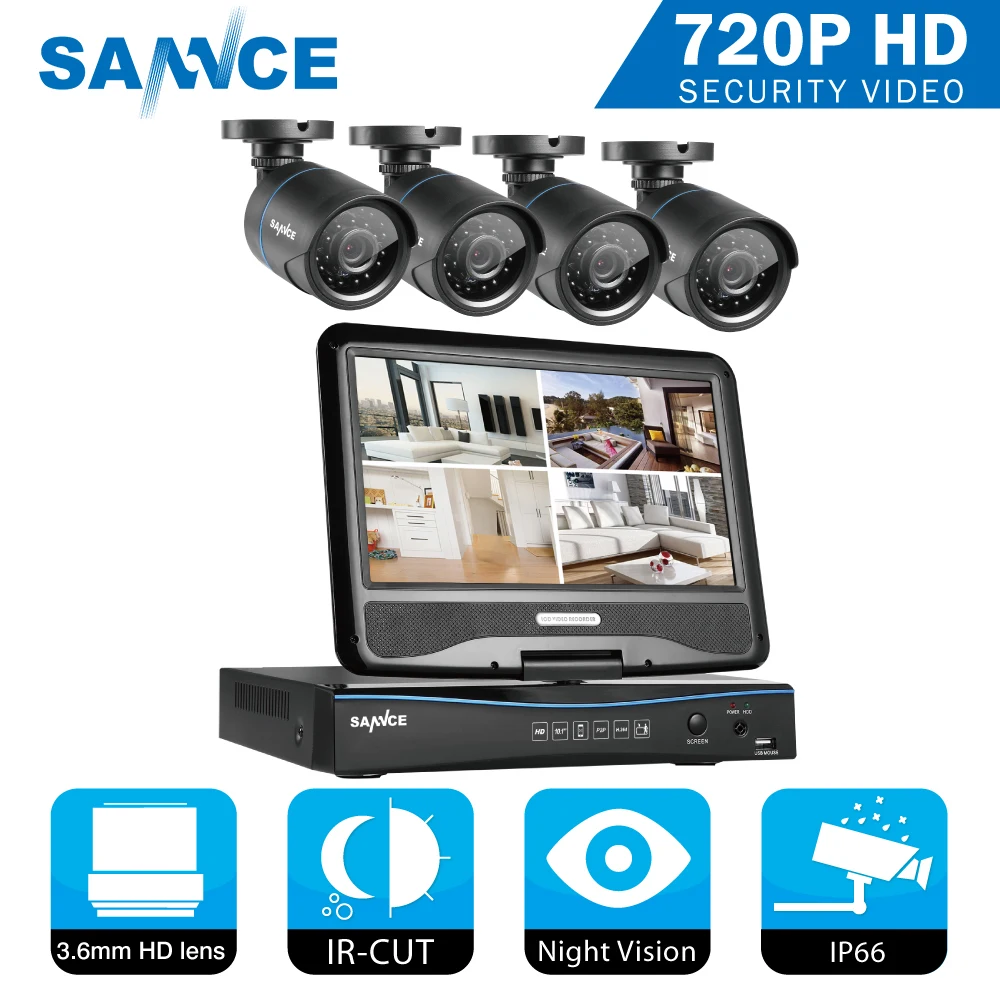 Sannce 8 канальный комплект видеонаблюдения 960 H DVR на 4шт 800TVL камеры