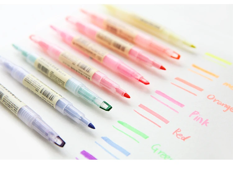 Dual Head Writing 2 in 1 Highlighter Pen Japanese Stationery Cute Office School Supplies