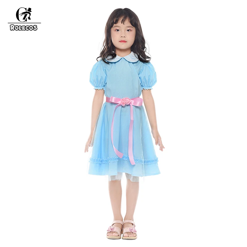 

ROLECOS New Fashion Kid Dress Color Blue Chiffon Style Summer Sweet Style Short Sleeve Dress Kid Casual Dresses