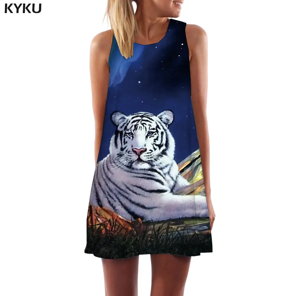 Ladies Dress10 Бренд KYKU, платье с волком для женщин, майка для любви, животное, пляжный лес, мини, горный, бохо, женская одежда, повседневная, Готическая, обёрточная бумага, Femme - Цвет: Ladies Dress10