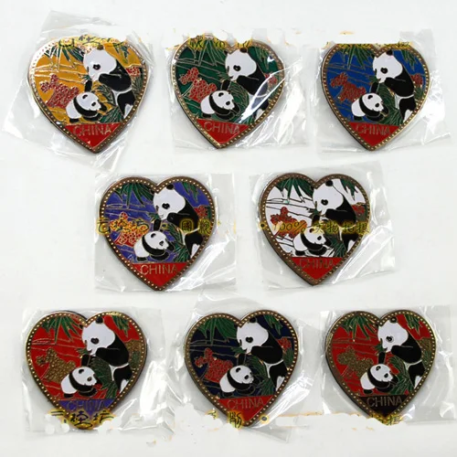 heart panda Животного панда сувенирные магниты на холодильник китайской культуры Перегородчатые Craft металл холодильник Стикеры 10 шт./упак - Цвет: heart panda