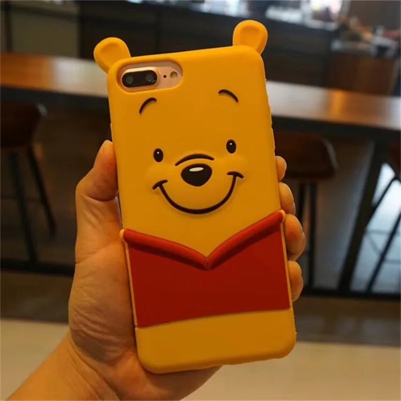 3D Cartoon Winnie Bear Soft Silicone Case For iphone X Xs 7 8 6 6s Plus Lovely Anti knock Rubber Phone Cover Coque |