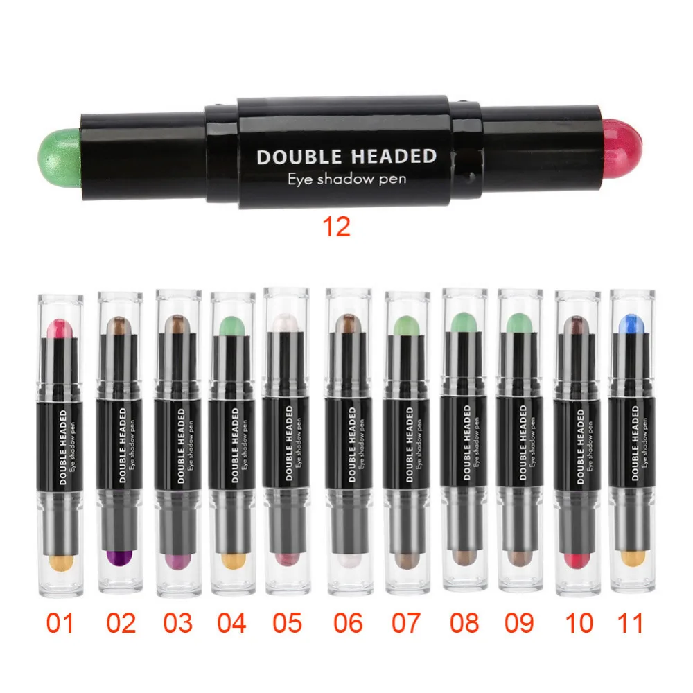 12 Colors double sided Multicolor Professional Waterproof Eyeshadow Stick Highlighter Glitter Pencil Eye Makeup Cosmetics Tools | Красота и