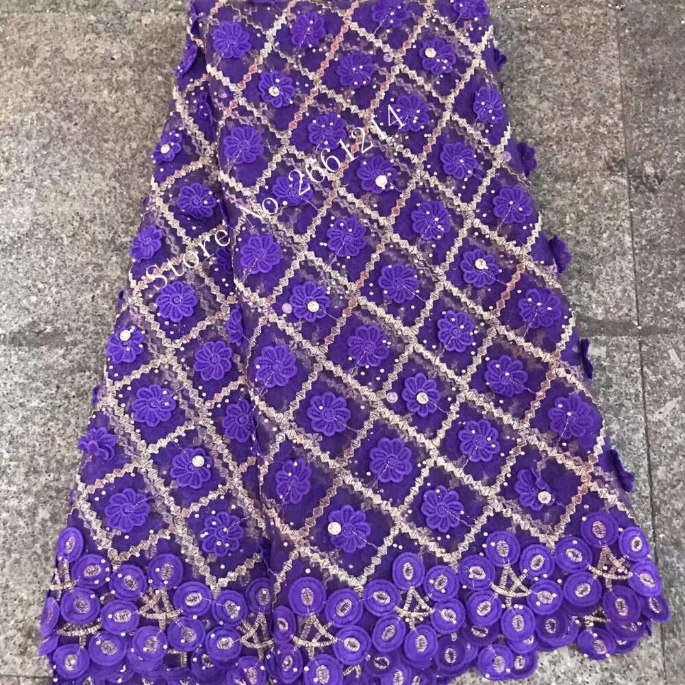 

2018 Hot sale nigerian african lace fabric french guipure gold line bridal lace fabric with stones for wedding party dressLYY929