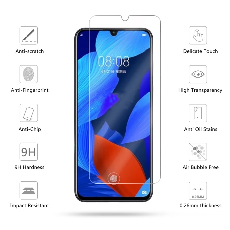 Protector de pantalla de vidrio templado para m&oacute;vil, pel&iacute;cula de vidrio templado 9H para Huawei Nova 5 Pro, Nova 5 Pro, 2 uds.-1