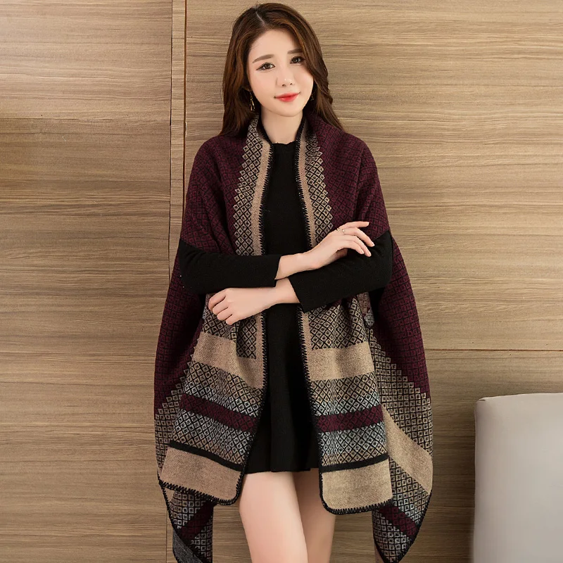 

Wearable Winter Scarf Shawl Women Luxury 2021 Shawls and Wraps for Ladies Pashmina Stoles Warm Poncho Feminino Cape Shawl Winter