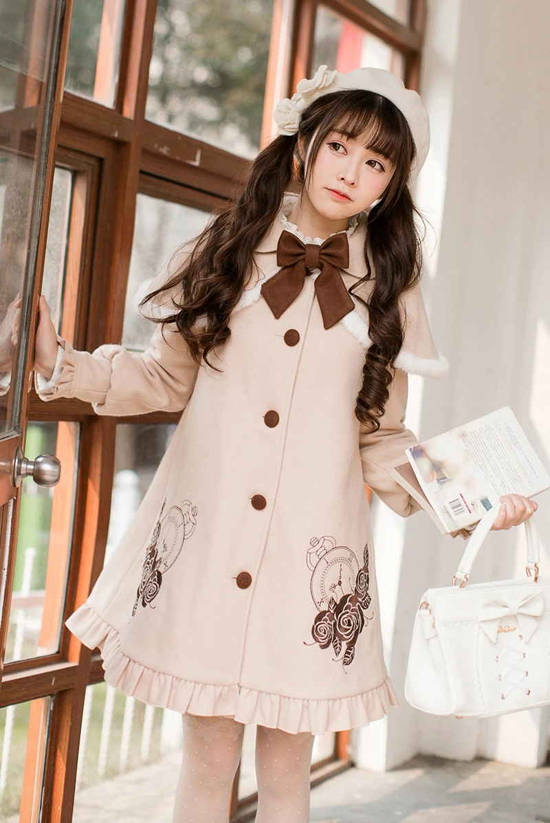 Candy Rain In Autumn And Winter Japanese Sweet Loose Wool Coat Long Sleeved Woolen Coat C22cd7249