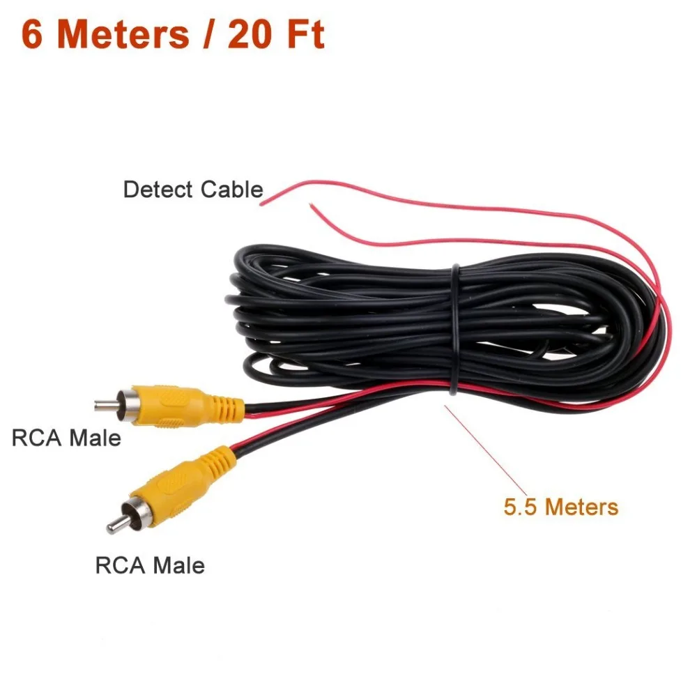 Автомобильная камера заднего вида RCA видеокабель с проводом обнаружения