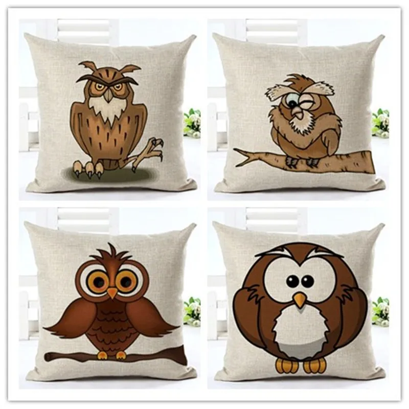 

Новое поступление, модная домашняя посуда, домашний декор, милая подушка для дивана с принтом птицы, льняная хлопковая подушка, подушка ...