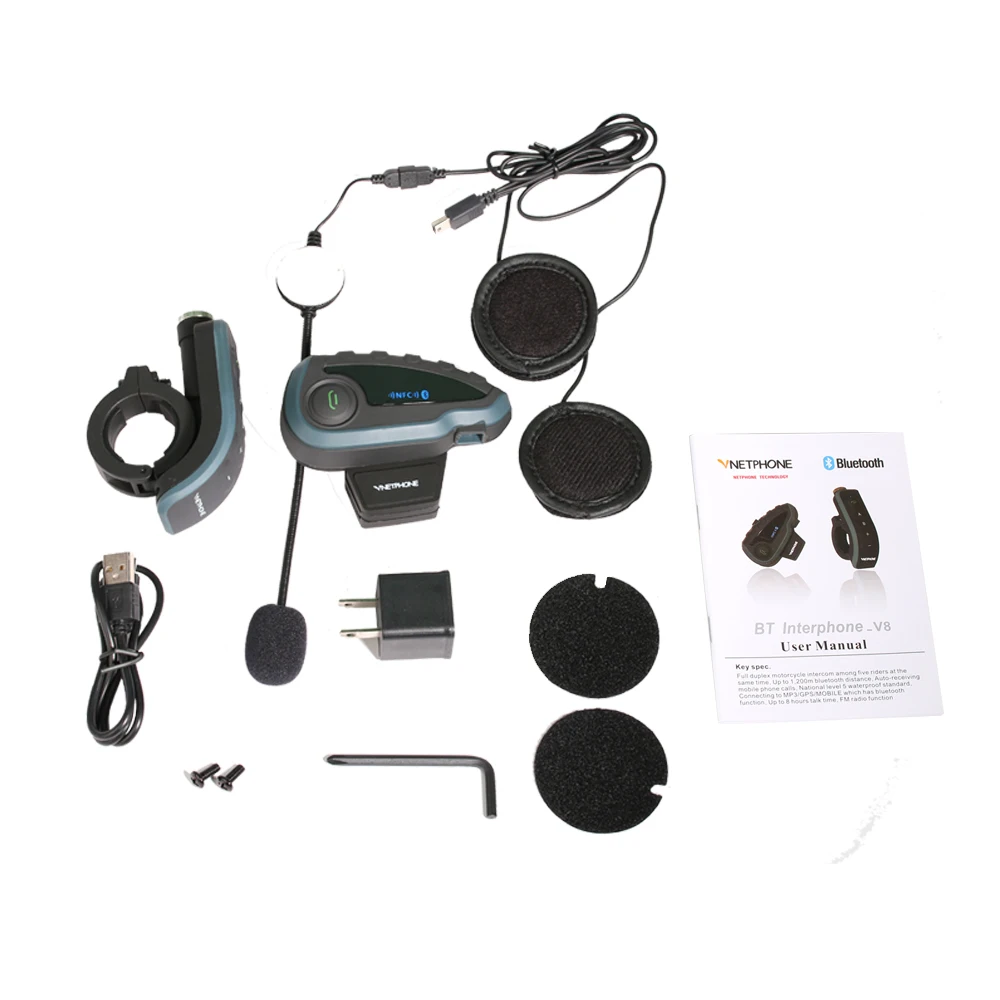 VNETPHONE 1200M Motorcycle Motorbike BT Bluetooth Helmet Intercom Interphone Headset With Remote Control FM 5 Riders | Автомобили и