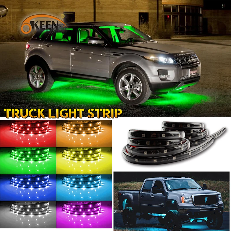 OKEEN 2X60 дюйм RGB ar Светодиодные ленты 5050 SMD DC12V 6000 K под Автомобильная трубка Underglow