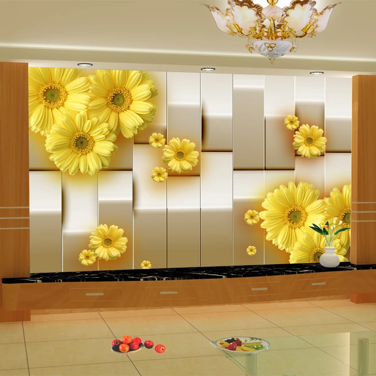 Желтая хризантема цветок 3d Настенные обои для гостиной ТВ диван фон 8d фото фрески
