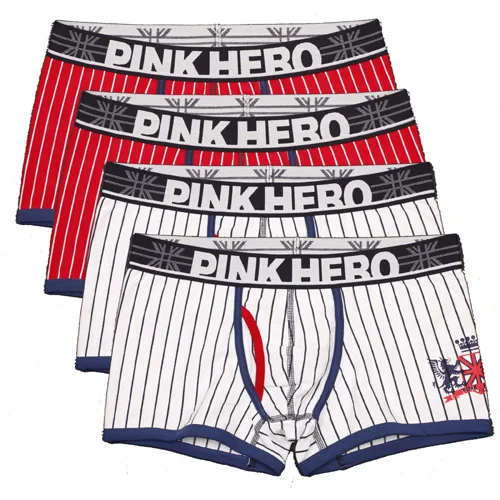 4 шт. в партии, для детей ростом от Лидер продаж! Pink Heroes, Модный классический полосатый Для мужчин нижнее белье мужские хлопковые трусы Для мужчин удобные шорты-боксеры - Цвет: As shown