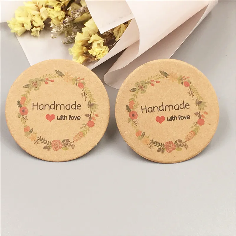 200Pcs/Lot Handcraft Colorful Round Shaped Hanging Kraft Paper Tags For Dress Costume Garment Recyclable Price Label Note | Дом и сад