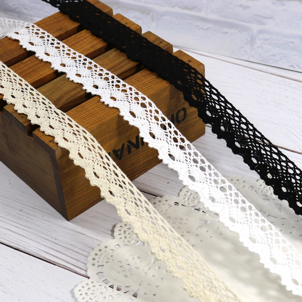 Хлопковая лента кружево 5 ярдов белая блестящая ручная работа для вечеринки