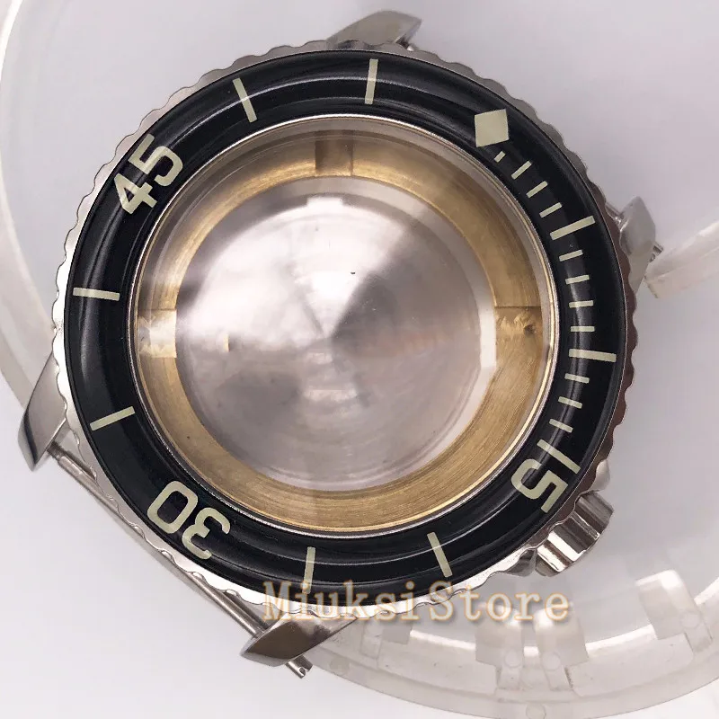 45 мм черный ободок серебристый футляр для часов Fit ETA 2836 Miyota 8205/8215