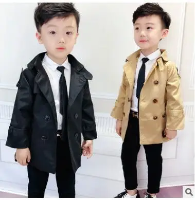 Весна Осень 2018 детское длинное пальто ветровка джентльменское платье куртка
