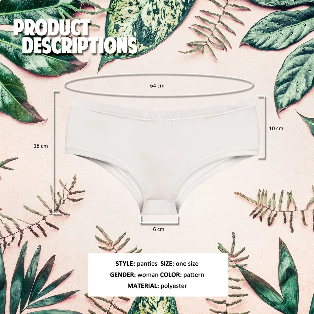 Женские трусики с забавным принтом LEIMOLIS белые эффектом пуш ап красивые