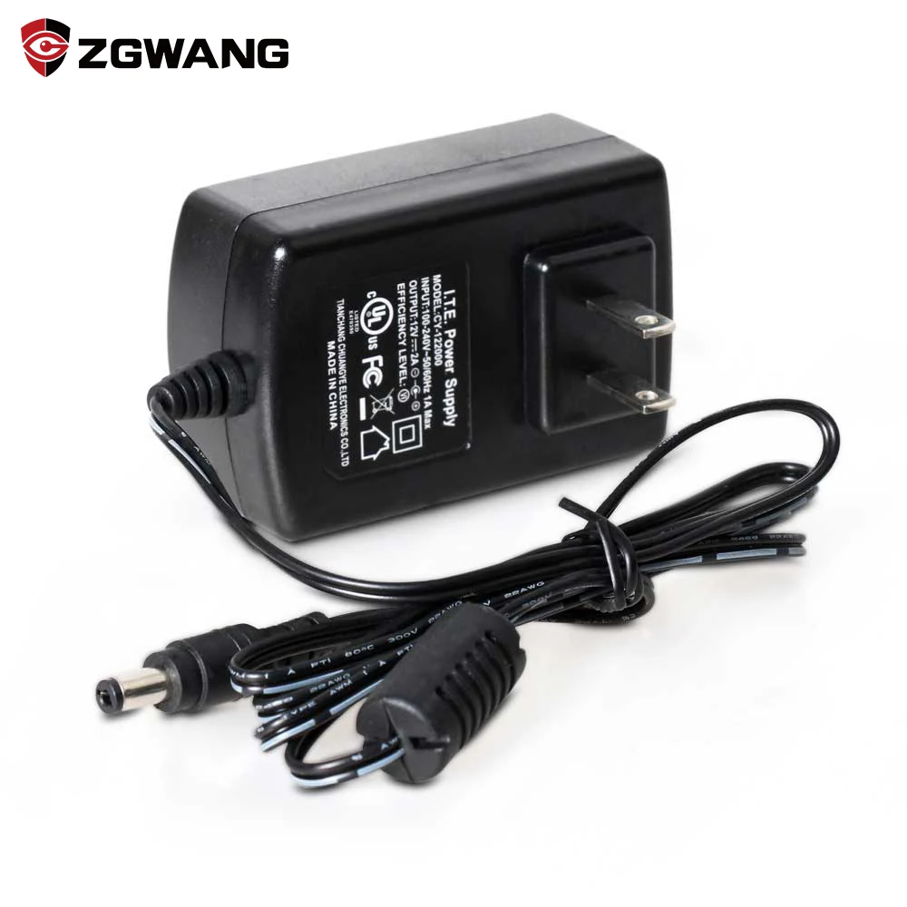 

ZGWANG DC 12V 2A Power Supply Adapter for CCTV Camera Waterproof Outdoor Indoor Power Adapter EU/US/UK Plug UL FCC Certification