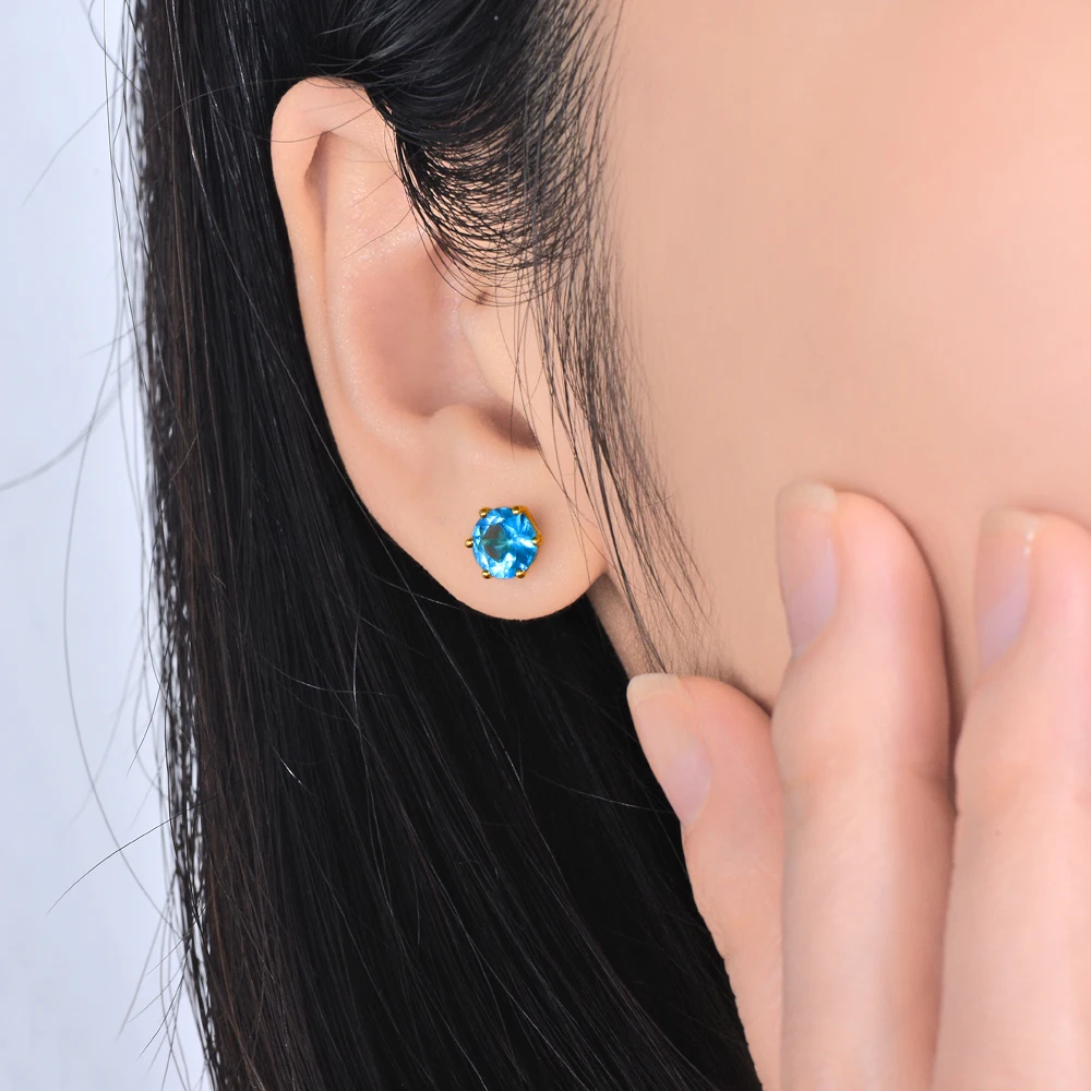 Caimao Jewelry 14KT желтого золота 1.88ct круглой огранки топаз классический Серьги