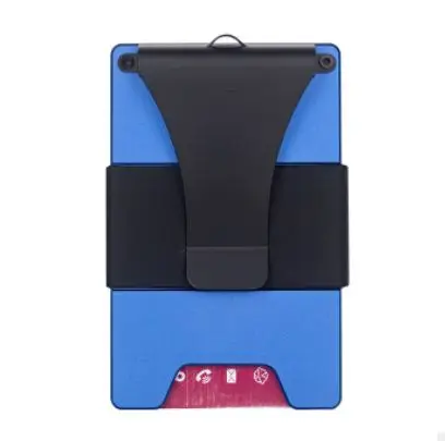 Blue card holders Чехол для ID банковских карт из алюминиевого сплава, держатель для кредитных карт, RFID, не сканирующий мини-кошелек с зажимом для денег, мужской, Carteira Masculina Billetera - Цвет: Blue card holders