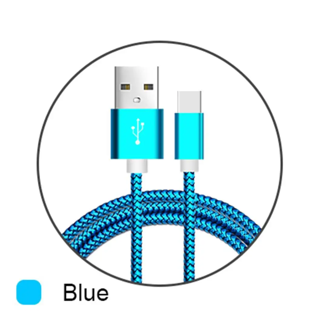 Портативный зарядный кабель с оплеткой для передачи данных 2.1A USB телефона type C