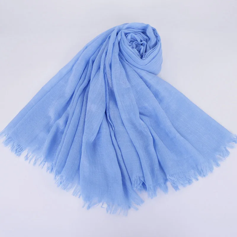Spring summer maxi Plain Hijab Scarf Shawls muslim headscarf soft cotton Frayed Hijabs Pashmina wraps headband scarves 190x120cm |