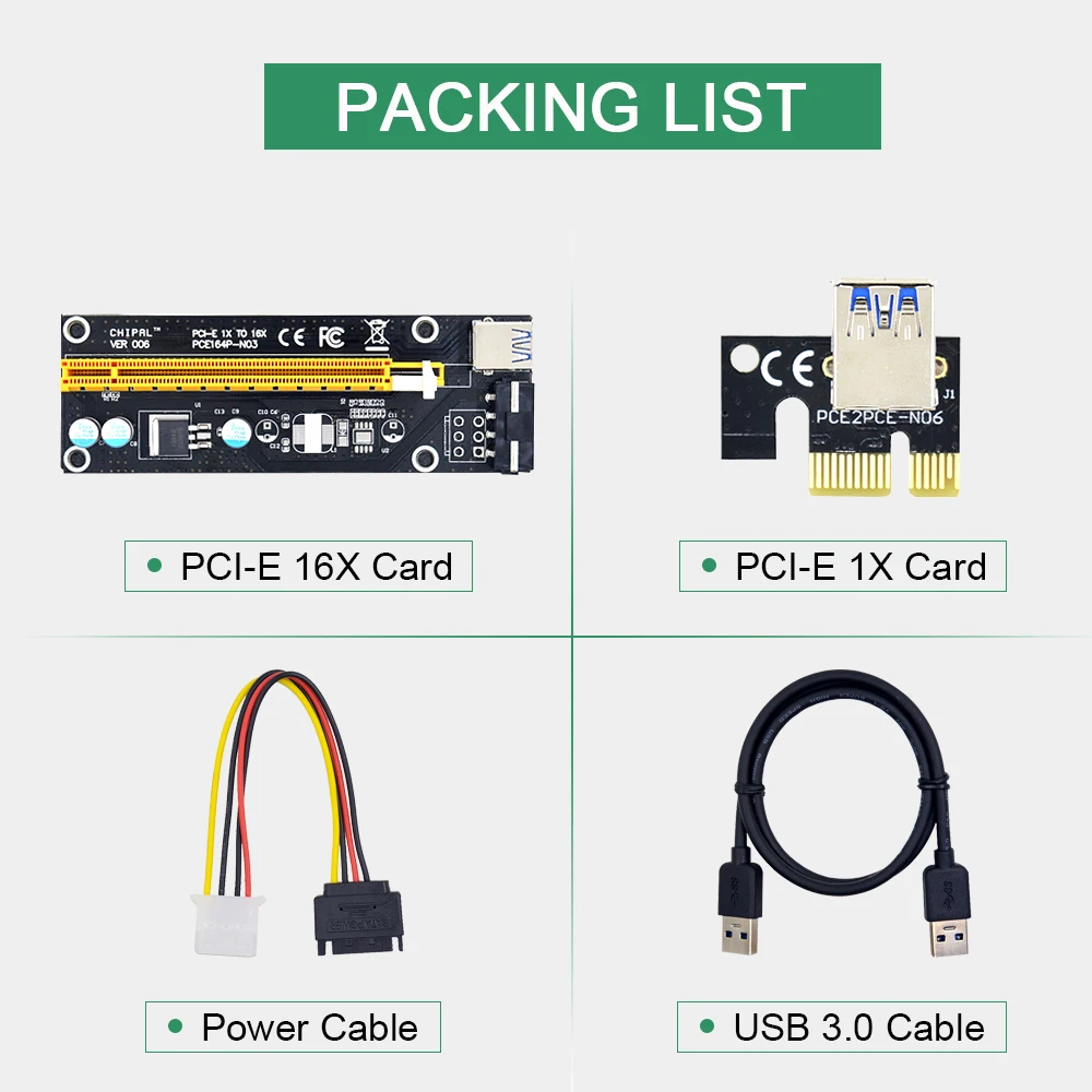CHIPAL Black VER006 60 см PCI-E карта расширения PCIE 1X до 16X расширитель + USB 3 0 кабель/SATA к 4Pin