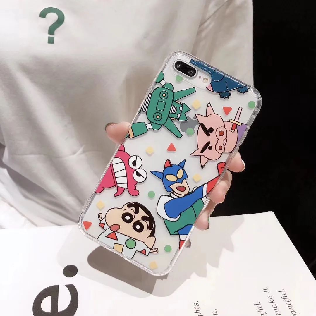 Японский милый Аниме Crayon Shinchan Ultraman чехол для телефона для iPhone 11 Pro Max X XS Max XR 8 7 6 S Plus прозрачный ТПУ задний Чехол Fundas - Цвет: 2 cr