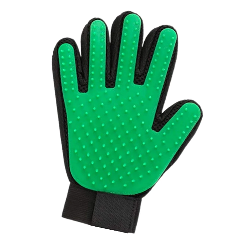 Pet Hair Brush Glove Cat Dog Massage Grooming Brush Comb Pet Bath Cleaning Brush Glove For Dog Cat Pet Supplies - Цвет: Green-Right Hand