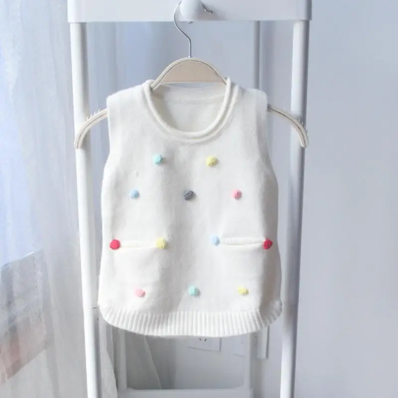 2018 весна осень зима Детский жилет для младенцев милые вязаные свитера в горошек