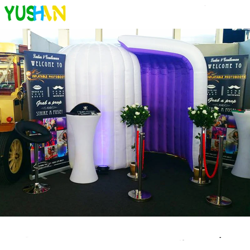 

Белый и фиолетовый надувной купол photo booth со светодиодной полосой снизу и внутренним воздуходувкой купол Photo booth палатка для украшения вечер...