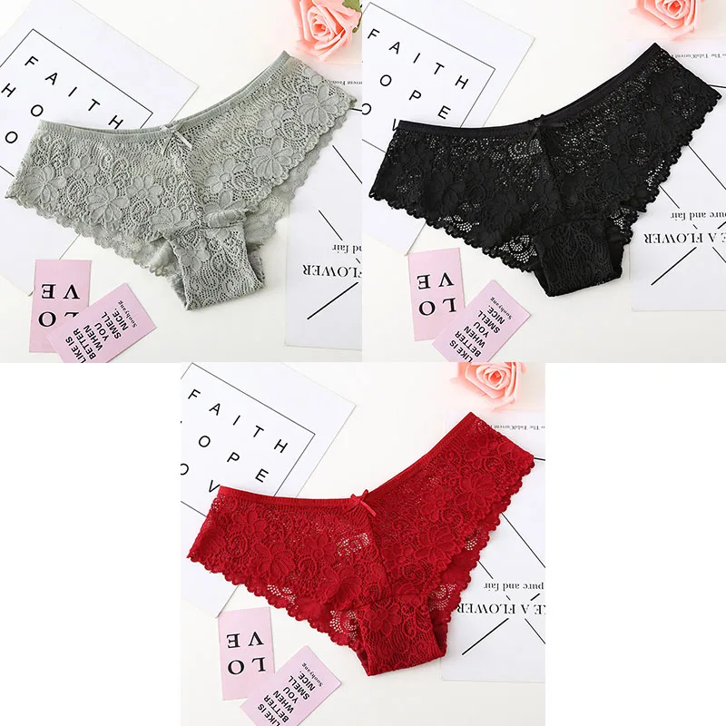 green black red 3 шт., трусы для женщин, нижнее белье, сексуальные кружевные дышащие женские трусики, прозрачные трусы, сексуальное нижнее белье для женщин, M-XXL BANNIROU - Цвет: green black red
