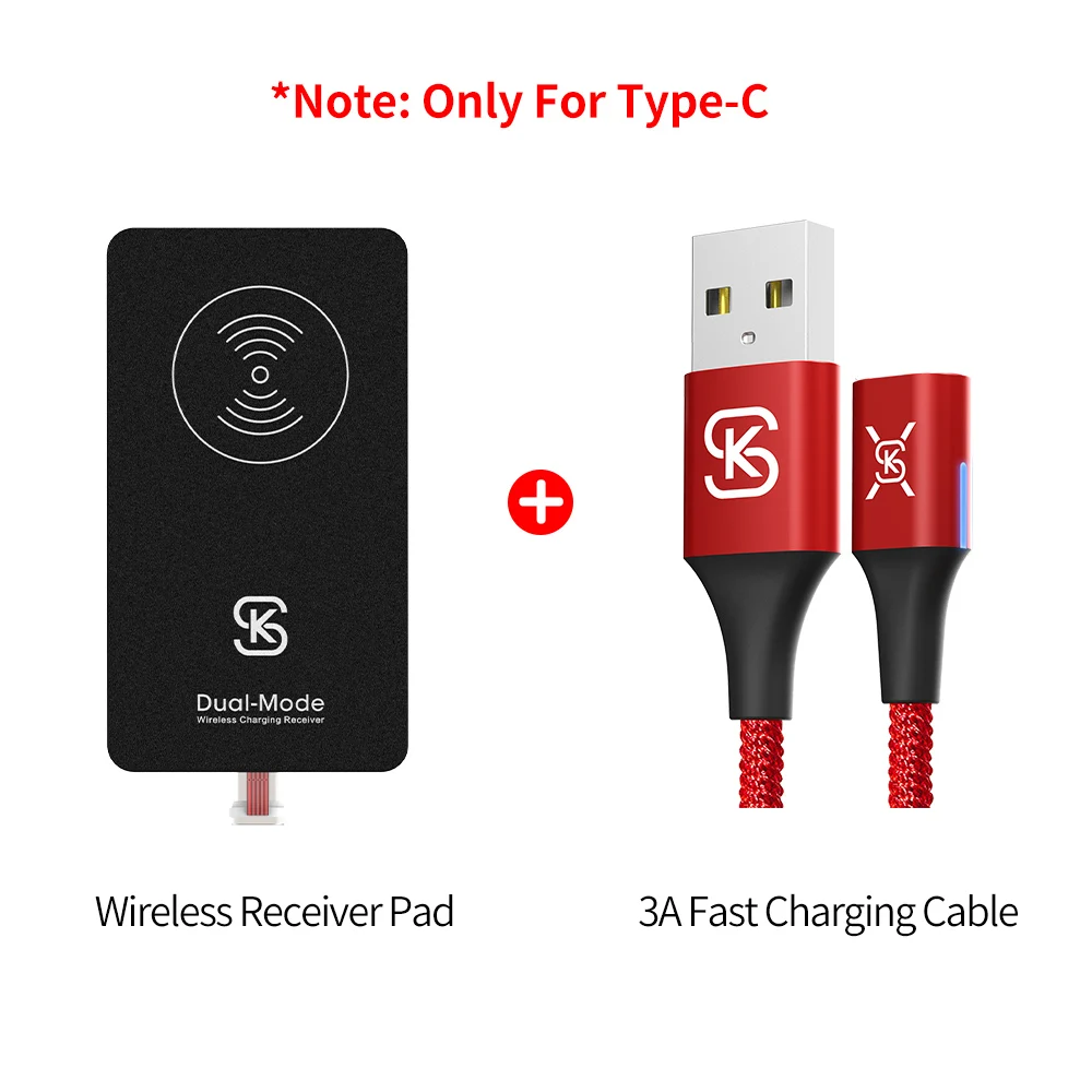 3A red SIKAI QI Беспроводное зарядное устройство приемник патч модуль Pad для type-c мобильный Магнитный адаптер быстрой зарядки для huawei samsung - Тип штекера: 3A red