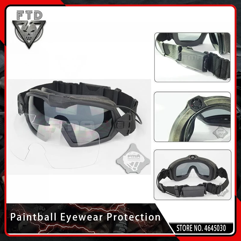 

FMA Tactical Googles Airsoft Paintball Eyewear Protection LPG01BK12-2R Regulator Updated Fan Version Goggle Windproof Glasses