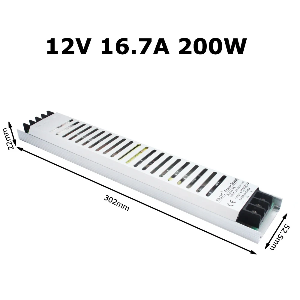 12V 16.7A 200W 12 вольт источник питания ультра тонкий AC 220V к DC 12 V светодиодный Dirver 60W 100W 120W 150W 200W 300W тонкий импульсный трансформатор - Цвет: 12V 16.7A 200W