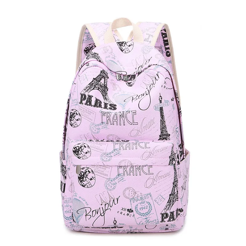 Повседневные рюкзаки для девочек-подростков, детские школьные ранцы с принтом Эйфелевой башни, холщовые сумки для книг