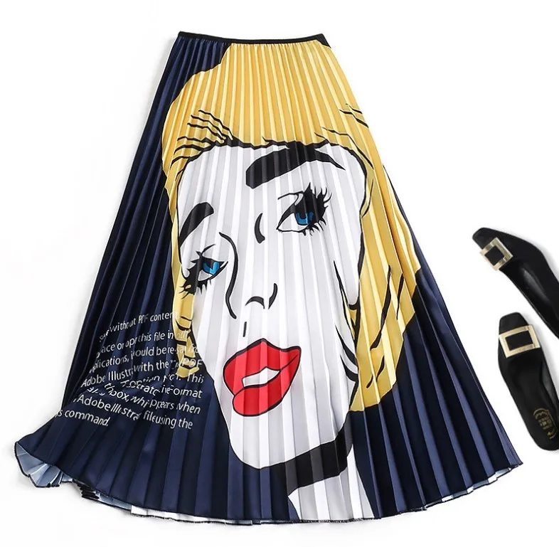 Женские Модные плиссированные юбки с принтом героев мультфильмов летняя уличная