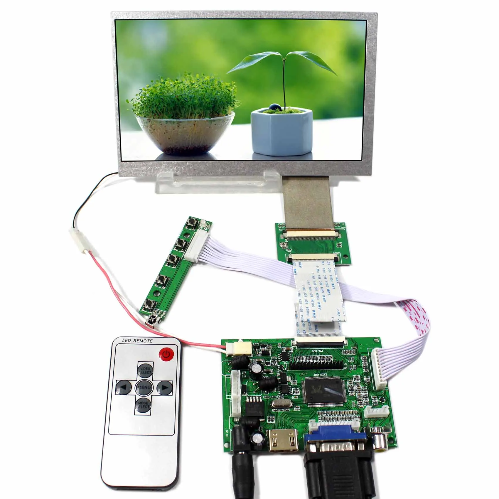 

H DMI+VGA+2AV LCD Controller Board With 7inch HSD070IDW1-A 800X480 LCD Screen
